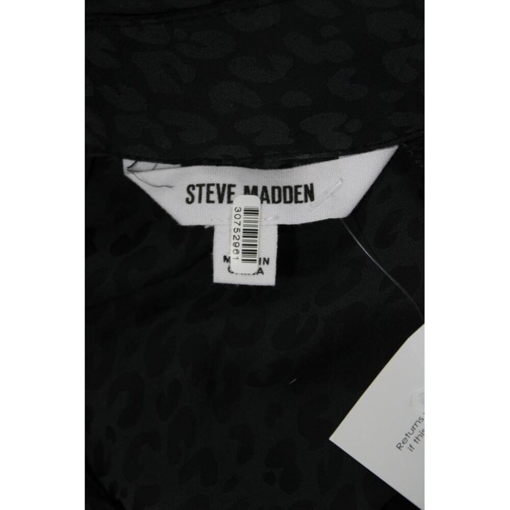 Steve Madden Womens Cropped Animal Print High Neck Button Black Blouse Size S - Picture 5 of 5